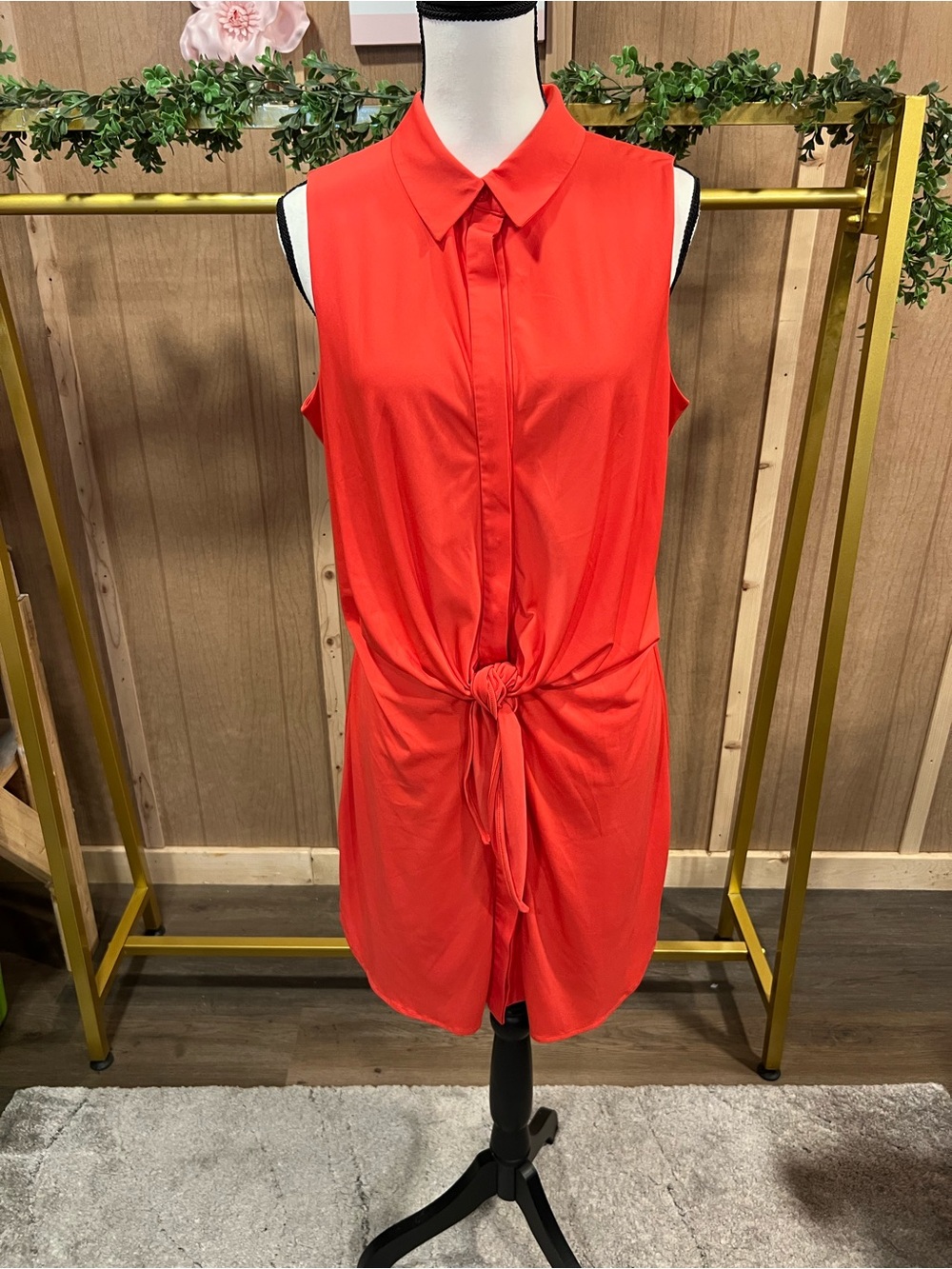 Bebe Tie-Front Shirt Dress